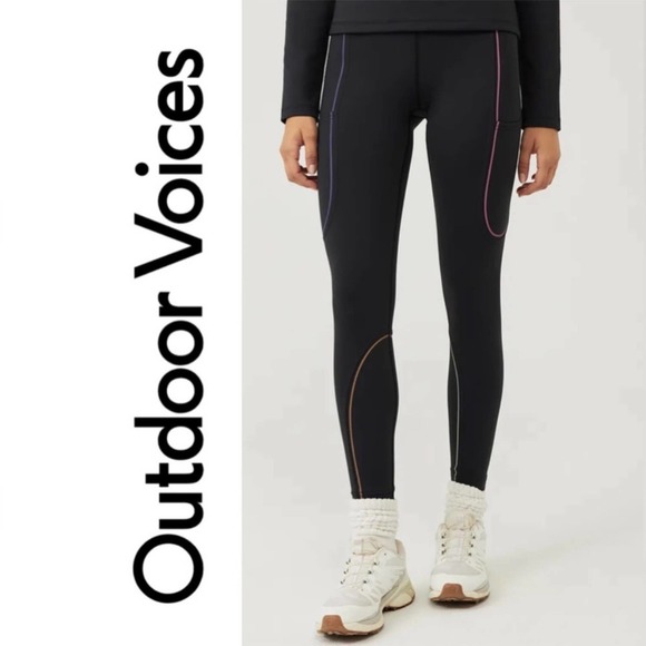 NWT Outdoor Voices 7/8 Leggings in Black Rainbow Frostknit